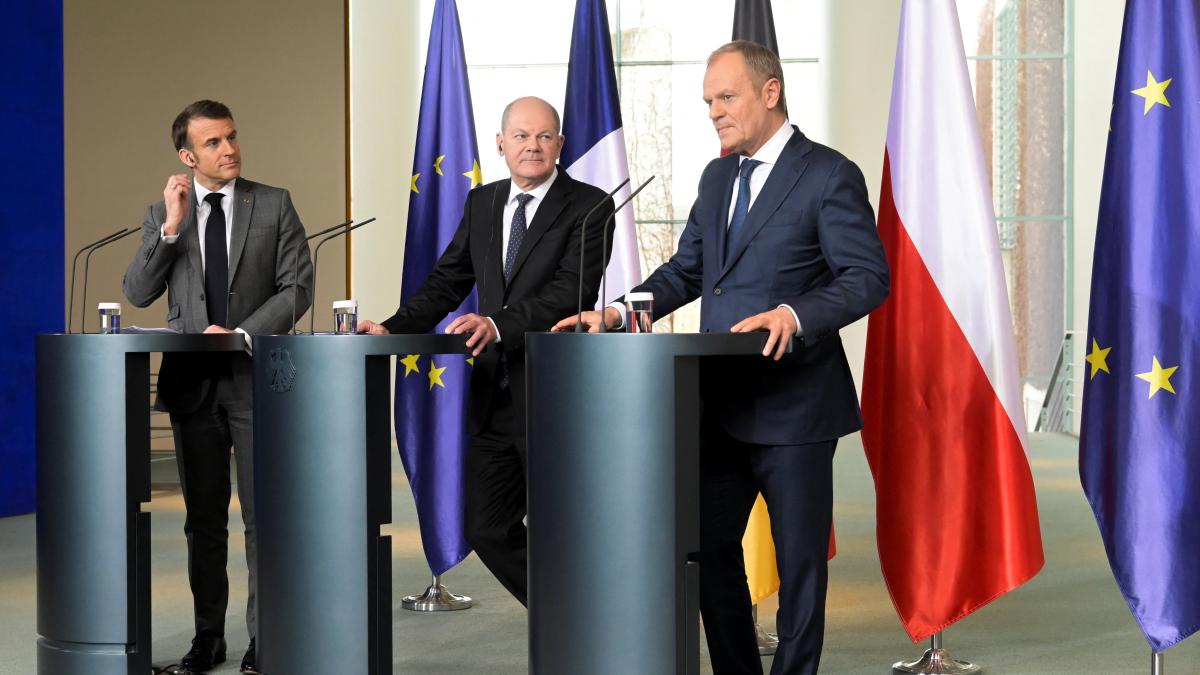 Solidaritätserklärung: Scholz, Macron und Tusk bekräftigen Unterstützung für die Ukraine